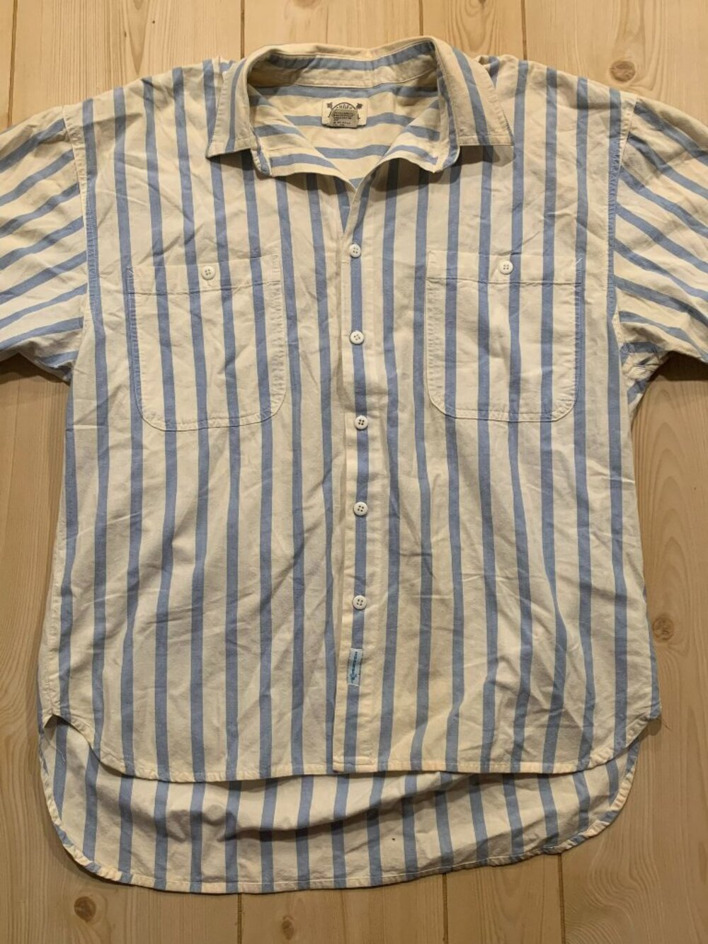 Vintage 90s Shore Club Striped Button-Down Casual Beach Surf Retro Shirt Size L
